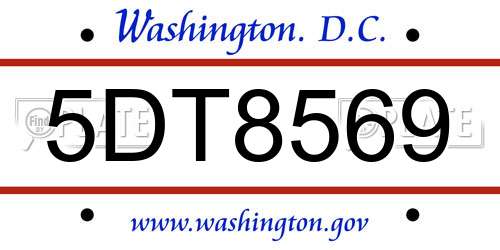 5DT8569 District Of Columbia License Plate