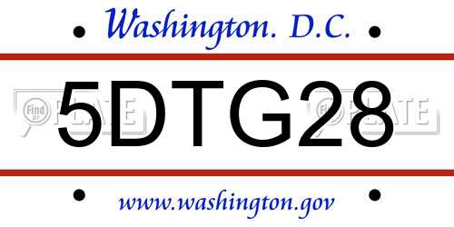 5DTG28 District Of Columbia License Plate