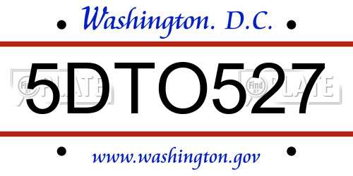 5DTO527 District Of Columbia License Plate