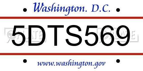 5DTS569 District Of Columbia License Plate