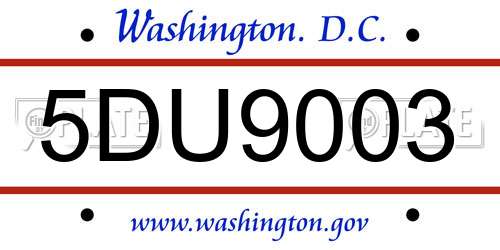 5DU9003 District Of Columbia License Plate