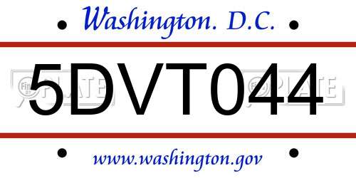 5DVT044 District Of Columbia License Plate