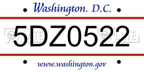 5DZ0522 District Of Columbia License Plate