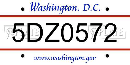5DZ0572 District Of Columbia License Plate