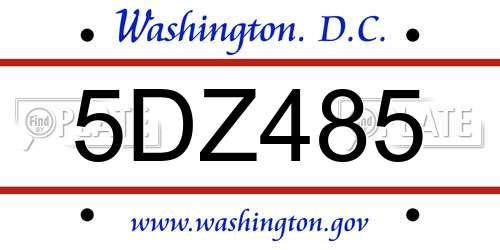 5DZ485 District Of Columbia License Plate