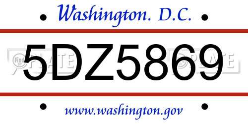 5DZ5869 District Of Columbia License Plate