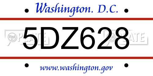5DZ628 District Of Columbia License Plate