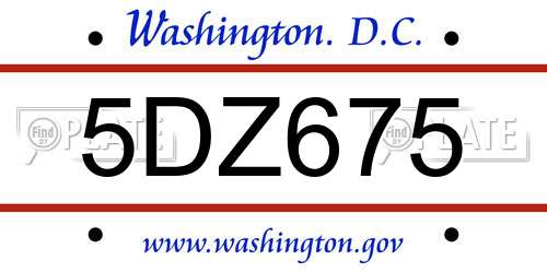 5DZ675 District Of Columbia License Plate