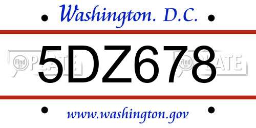 5DZ678 District Of Columbia License Plate