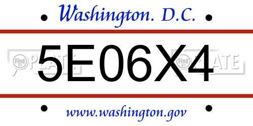5E06X4 District Of Columbia License Plate