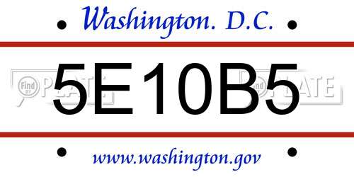 5E10B5 District Of Columbia License Plate
