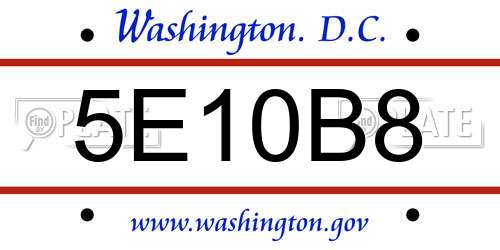 5E10B8 District Of Columbia License Plate