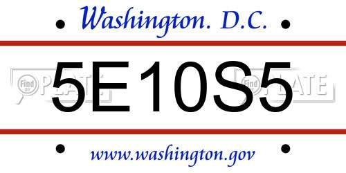5E10S5 District Of Columbia License Plate