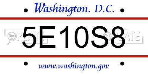5E10S8 District Of Columbia License Plate