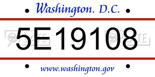 5E19108 District Of Columbia License Plate