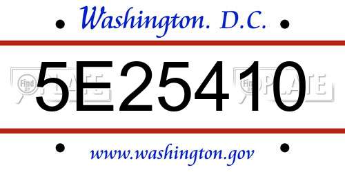 5E25410 District Of Columbia License Plate