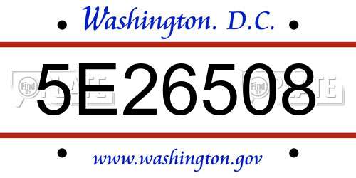 5E26508 District Of Columbia License Plate