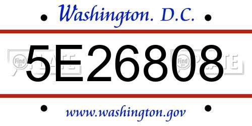 5E26808 District Of Columbia License Plate