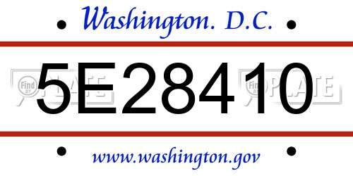 5E28410 District Of Columbia License Plate