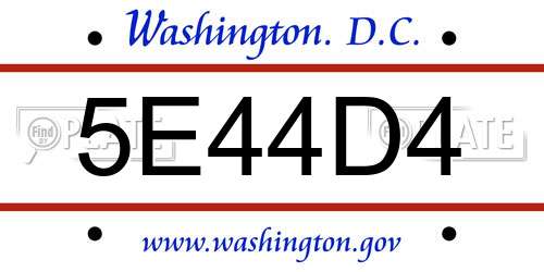 5E44D4 District Of Columbia License Plate