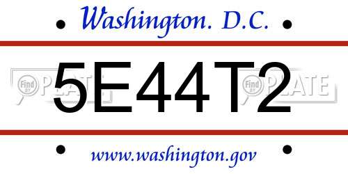 5E44T2 District Of Columbia License Plate