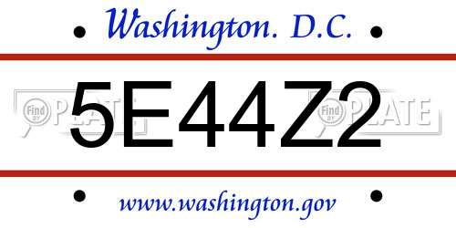 5E44Z2 District Of Columbia License Plate