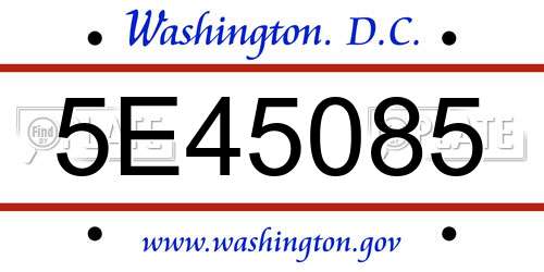 5E45085 District Of Columbia License Plate