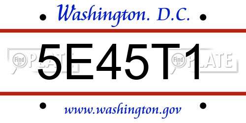 5E45T1 District Of Columbia License Plate