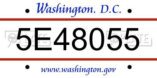 5E48055 District Of Columbia License Plate