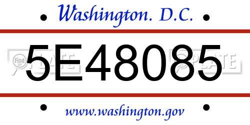 5E48085 District Of Columbia License Plate