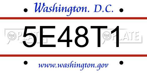 5E48T1 District Of Columbia License Plate