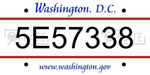 5E57338 District Of Columbia License Plate