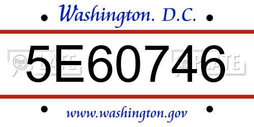 5E60746 District Of Columbia License Plate