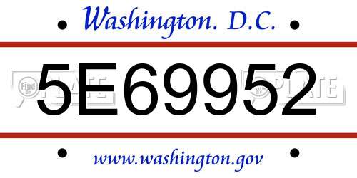 5E69952 District Of Columbia License Plate