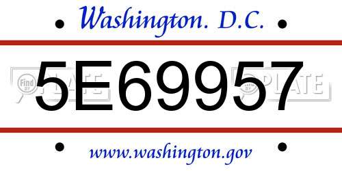 5E69957 District Of Columbia License Plate
