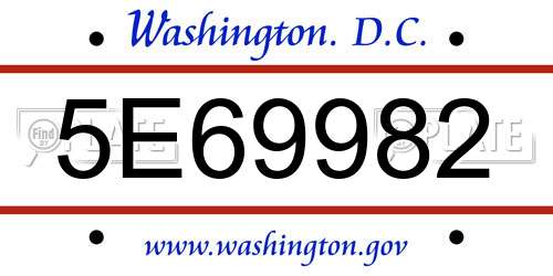 5E69982 District Of Columbia License Plate
