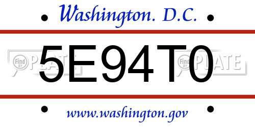 5E94T0 District Of Columbia License Plate