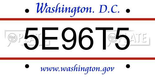5E96T5 District Of Columbia License Plate
