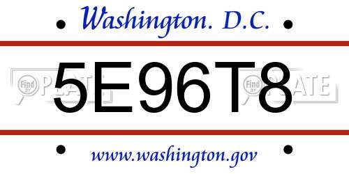 5E96T8 District Of Columbia License Plate