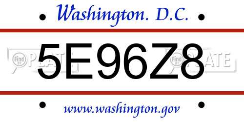 5E96Z8 District Of Columbia License Plate