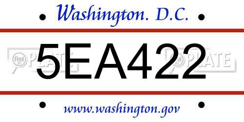 5EA422 District Of Columbia License Plate