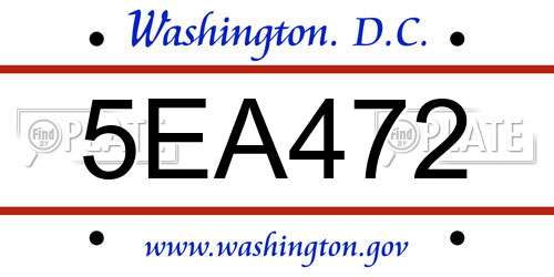 5EA472 District Of Columbia License Plate