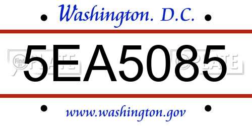 5EA5085 District Of Columbia License Plate