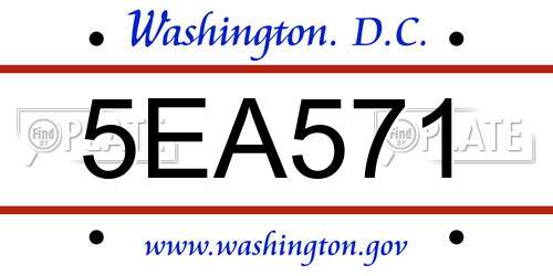 5EA571 District Of Columbia License Plate