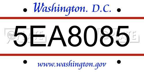 5EA8085 District Of Columbia License Plate
