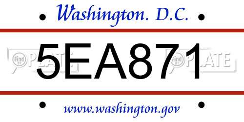 5EA871 District Of Columbia License Plate