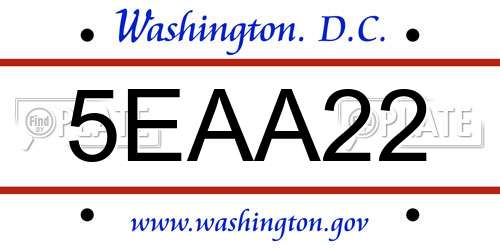 5EAA22 District Of Columbia License Plate