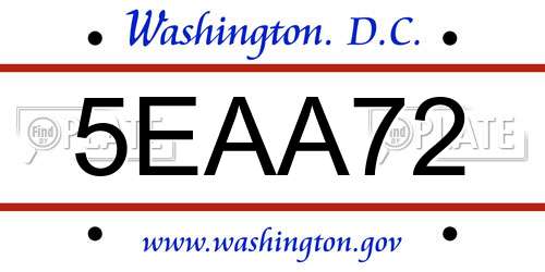 5EAA72 District Of Columbia License Plate