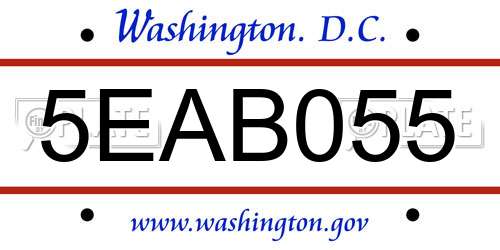 5EAB055 District Of Columbia License Plate
