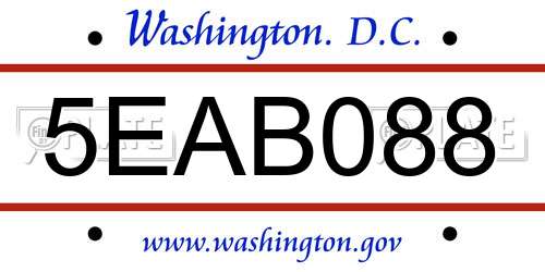 5EAB088 District Of Columbia License Plate